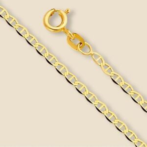 14k Real Gold 1.4mm Flat Mariner Chain necklace22”| Italian chain | Italian Gold